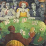 Remo Squillantini, Black Jack, oil on panel