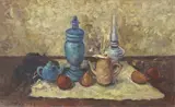 Nino Caffè, Natura morta con lampada, 1956, oil on canvas