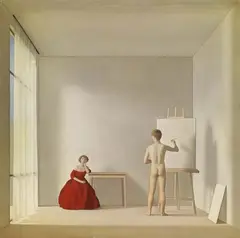 Antonio Bueno, Il pittore e la modella, 1952, oil on panel telata