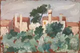 Felice Carena, Paesaggio, oil on cardboard