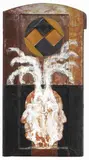 Bruno Ceccobelli, Viandante e Manovale, 1990, mixed media and collage on panel