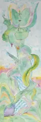 Luigi Ontani, Decorativo atavico, 1998, mixed media on card