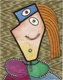 Enrico Baj, Visage de femme couchée, 1969, Acrilico
