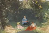 Dino Bausi, Figure al parco, 1930, oil on cardboard