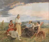 Dino Bausi, Le stagioni della vita, oil on canvas