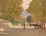 Paesaggio by Giovanni Lomi, oil on faesite, offered Apr 2017