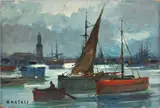 Sera al porto by Renato Natali, oil on panel, offered Apr 2017