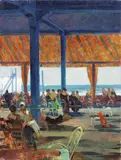 Bagni Pancaldi by Renato Natali, oil on canvas, offered Apr 2017