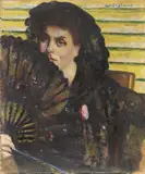 Edoardo Gordigiani, Ritratto di signora con ventaglio, oil on canvas