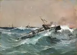 Torpediniera classe "S" in navigazione by Ugo Manaresi, 1890, oil on canvas, offered Apr 2017