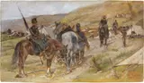 Accampamento di soldati by Giovanni Fattori, 1907, oil on tavoletta, offered Apr 2017