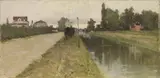 Achille Befani Formis, Treno nella pianura lombarda, oil on panel