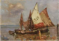 Scirocco in laguna by August Lemmer, 1919, oil on cardboard, offered Apr 2017