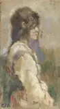 Francesco Paolo Michetti, Giovane donna, mixed media on paper