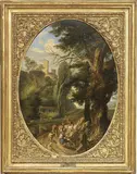 «Veduta della chiesa di Sant'Agnese con il Mausoleo di Santa Costanza» e «Veduta laziale con pastori e armenti» by Andrea Locatelli, oil on canvas, offered Apr 2017