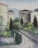 Ardengo Soffici, Case al Poggio, 1963, oil on canvas board