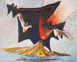 Enrico Prampolini, Paesaggio cosmico (Stromboli), 1935, oil on panel