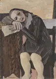 Felice Casorati, Ragazza col vestito a righe (Figura seduta)