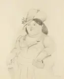Fernando Botero, Mujer con paraguas, 1983, pencil and gouaches on paper