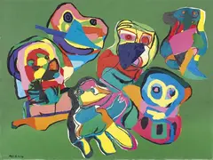Figure by Karel Appel, 1970, oil and collage on paper applicata on canvas, offered Nov 2016
