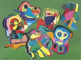 Figure by Karel Appel, 1970, oil and collage on paper applicata on canvas, offered Nov 2016