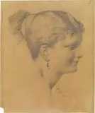 Amos Cassioli, Testa di donna, pencil on paper