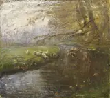 Emilio Borsa, L'abbeverata, 1912, oil on canvas