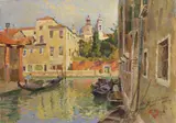 Egidio Tonti, Calle veneziana, oil on canvas