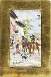 Cavalieri by Raffaello Sorbi, oil on tavoletta, offered Oct 2016