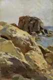 Scogli sul mare by Eugenio Cecconi, 1880, oil on cardboard, offered Oct 2016