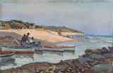 Pescatori a Quercianella by Ruggero Focardi, 1926, oil on panel, offered Oct 2016