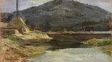 Luigi Michelacci, Veduta di fiume, oil on panel