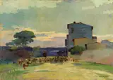 Rientro dal pascolo by Renato Natali, oil on compensato, offered Oct 2016