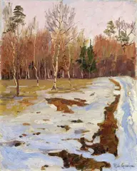 Raffaele De Grada, Disgelo, 1908, oil on canvas board