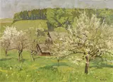 Raffaele De Grada, Ciliegi in fiore, oil on canvas