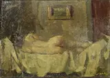 Giulio Salti, Nudo di schiena, oil on cardboard