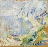 Edoardo Gordigiani, Paesaggio marino, oil on compensato