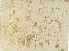 Scipione, Osteria di cacciatori, 1929, inchiostro on paper applicata on card