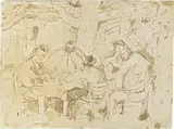 Scipione, Osteria di cacciatori, 1929, inchiostro on paper applicata on card