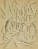 Roberto Marcello Iras Baldessari, Dinamismo di case - 2, 1915, pencil and biacca on paper ocra