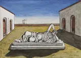 Giorgio de Chirico, Piazza d'Italia con Arianna, 1972, tempera on cardboard