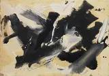 Emilio Vedova, Astratto, 1960, idropittura and pastel on paper applicata on canvas
