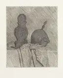 Giorgio Morandi, Natura morta con due oggetti e un drappo su un tavolo, 1929, etching on rame