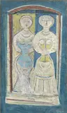 Massimo Campigli, Due donne sulla porta, 1964, oil on canvas