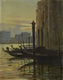 Gondole in laguna by Renato Natali, oil on canvas, offered Apr 2016