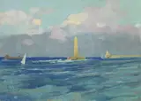 Il fanale di Livorno by Renato Natali, oil on compensato, offered Apr 2016