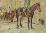 Cavalli by Ruggero Panerai, oil on panel, offered Apr 2016