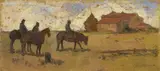 Soldati a cavallo by Giovanni Bartolena, oil on panel, offered Apr 2016