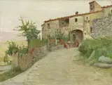 Filatrici sull'Aia by Ruggero Panerai, oil on canvas, offered Apr 2016