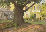 Casa del pittore a Fauglia by Luigi Gioli, oil on canvas applicata on cardboard, offered Apr 2016
